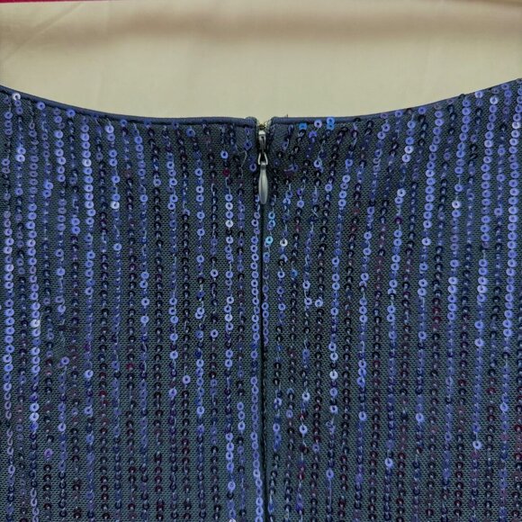 Knee Length Dress w/Tule Hi-Low Overlay Sequin Top Women XL Blue Dressystar - Picture 5 of 10